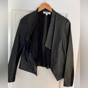 BB Dakota Leather Drapey Faux Leather Jacket
